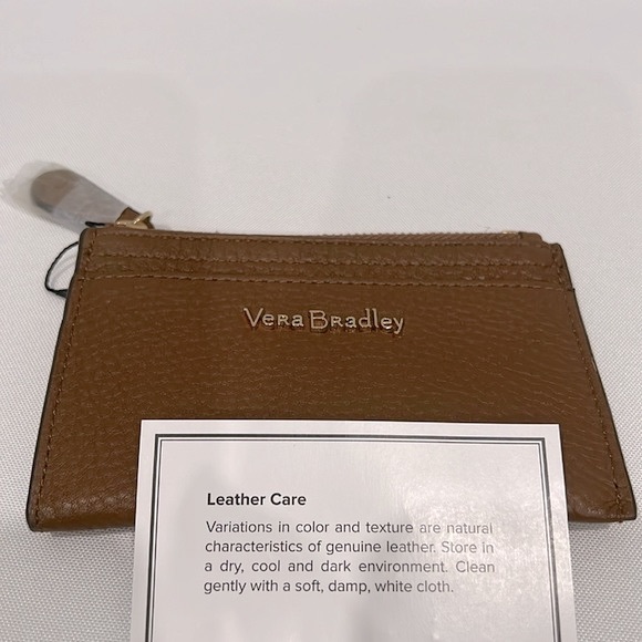 Vera Bradley Slim Coin Purse Cognac Genuine Leather - Picture 4 of 9